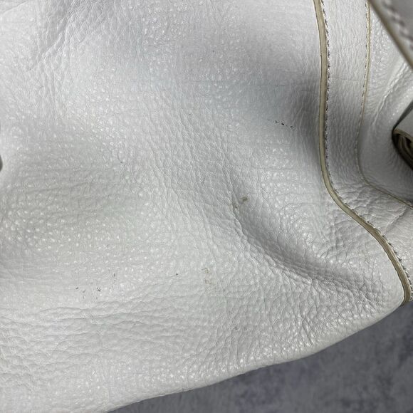 Perlina New York Backpack Purse White Beige Leather Adjustable Strap Gold Tone - Picture 14 of 15